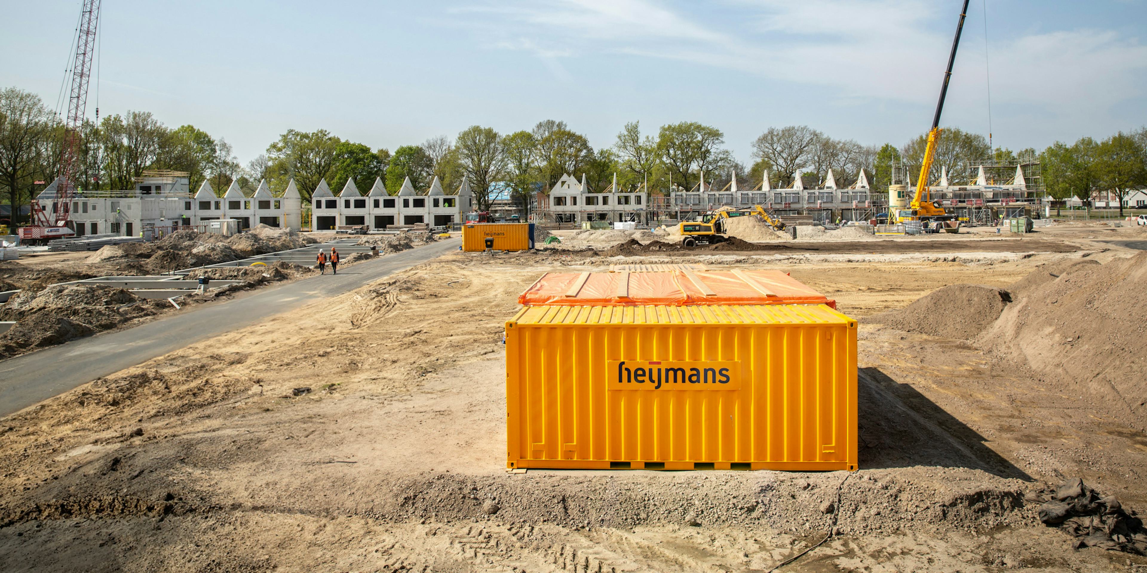 A construction site showing a Heijmans container