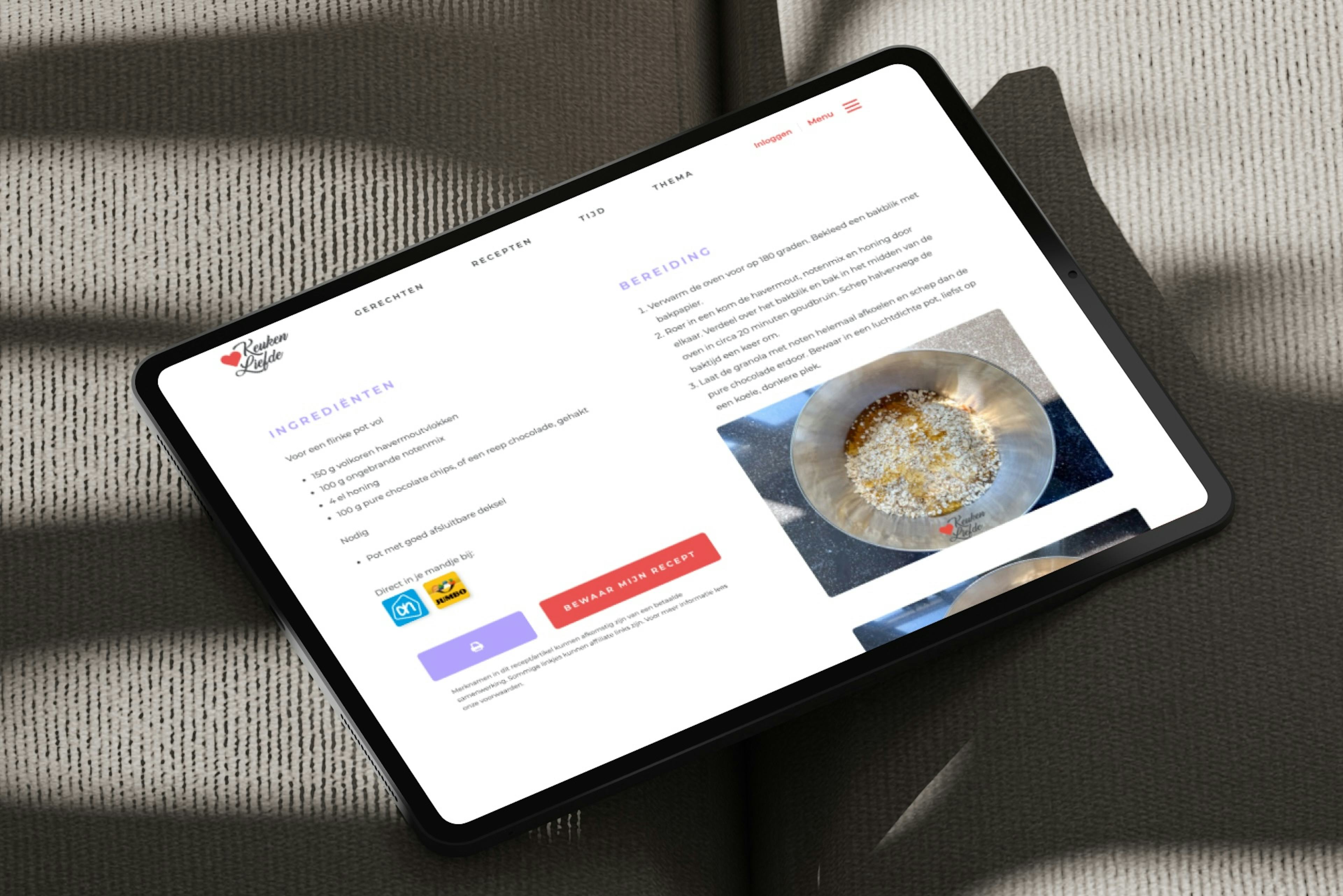 iPad with cooking instructions