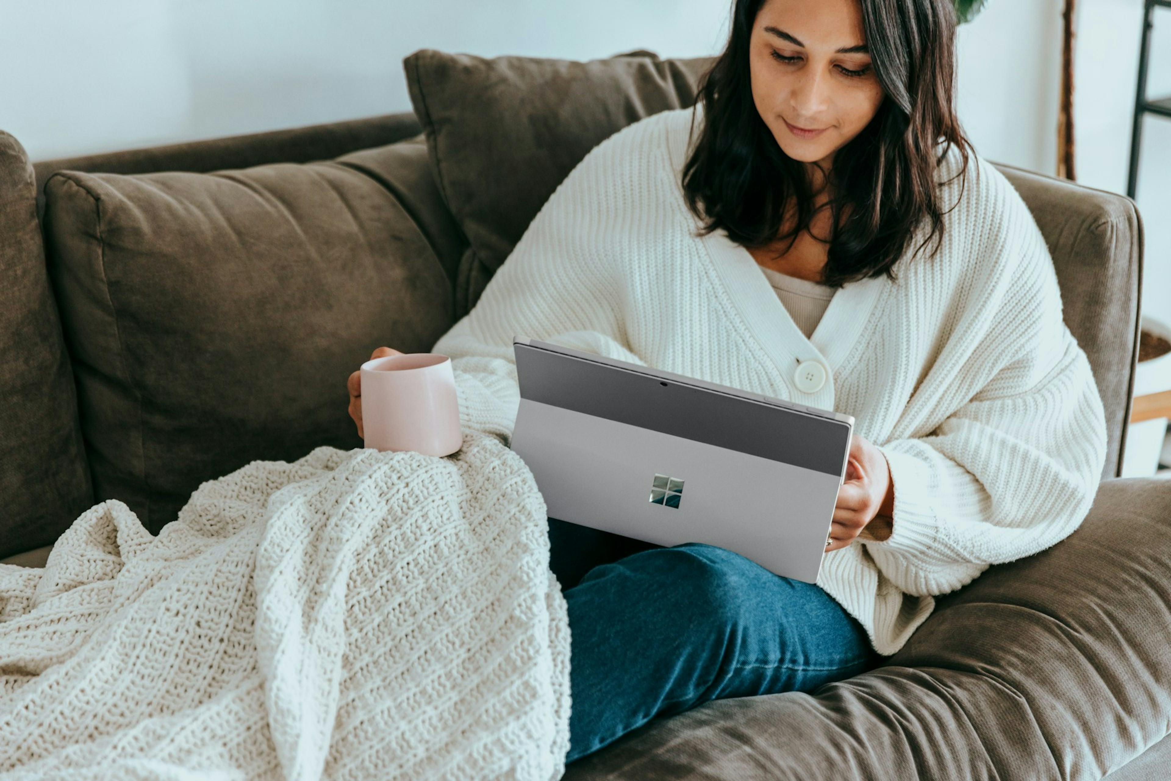 Woman searching for inspiration on her tablet