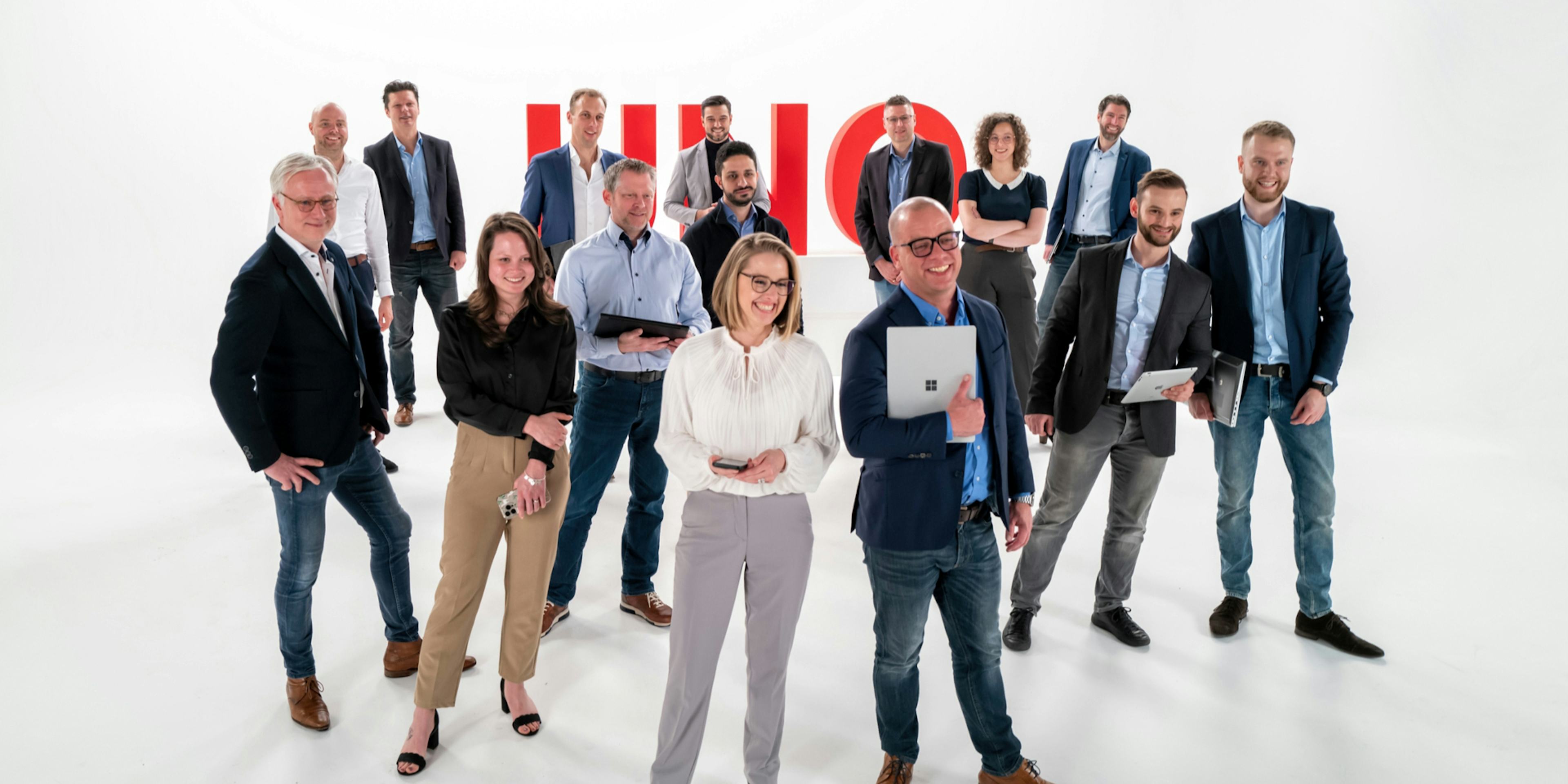 Campaign shot showing the UNO team